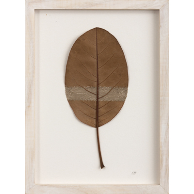 Band lll (29 H x 21 W cm framed) magnolia leaf, cotton yarn Photo: Simon Cook