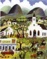 African Village, painting by Carol Mangiagalli