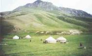 Yurts in mountain pasture, Tien Shen mountains. Photographs: Simone Poirier-Bures