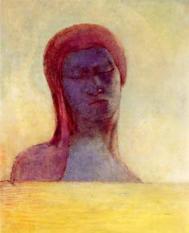 Les yeux clos ('Closed Eyes'), painting by Odilon Redon. From Odilon Redon 1840-1916, published by T