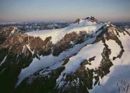 Sunset over snow-covered, 7,965-foot-high Mount Olympus in Washington, USA. Photograph: James P. Bla