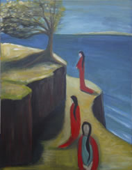 Pilgrimage (acrylic) by New Zealand artist Dee Guja. Part of a series called The Prophetess. Copyright: Dee Guja