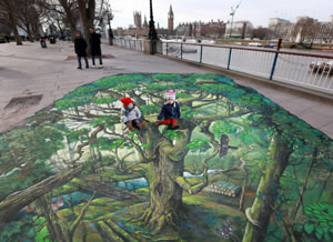 3D artwork created by The Woodland Trust on London's South Bank to announce a call for a new UK Charter for Trees / PA Images