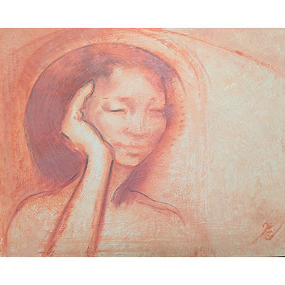 Be Still, and Listen (27.75cm x 32.75cm) oil paint on primed paper
