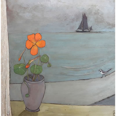 Nasturtiums - Mixed media on board