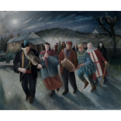 The Mummers (oil on paper)