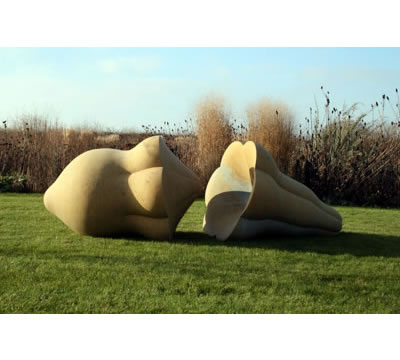 Parting Company II, 1996, by Peter Randall-Page, photo: Peter Randall Page. Golden limestone &copy; Peter Randall Page