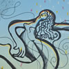 Rainbow lady. Drypoint, relief print (38x45cm)