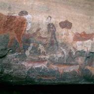 'Standing Shaman' rock painting. photograph: Blundell/Honey/Mowszowski