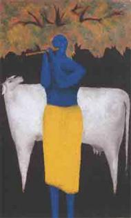 Cowherd, painting by Haku Shah