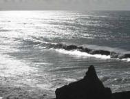 Looking west: the Atlantic ocean at Hartland Quay. Photograph: Sam Lythgoe-Jones