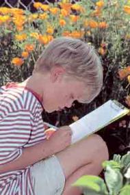 The garden at Park School, Mill Valley, California offers inspiration to a young poet in the River o