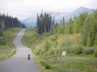 Kate Rawlesâ€™ partner joins her on the Cassiar Highway, Alaska Photograph: Chris Loynes