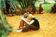 Beata Aleksandrowicz working with a member of the Gubi family, Kalahari desert, Nambia Photograph courtesy: Beata Aleksandrowicz