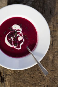 Beetroot soup. Photograph: Courtesy Sam Hofman/Riverford