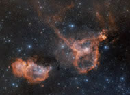 The 'heart and soul' nebulae. Photograph: Courtesy ESA/ESO/NASA