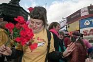 Reclaim Love St Valentines Day party at Picadilly Circus, 2009. Photograph: Courtesy Peter Marshall mylondondiary.co.uk