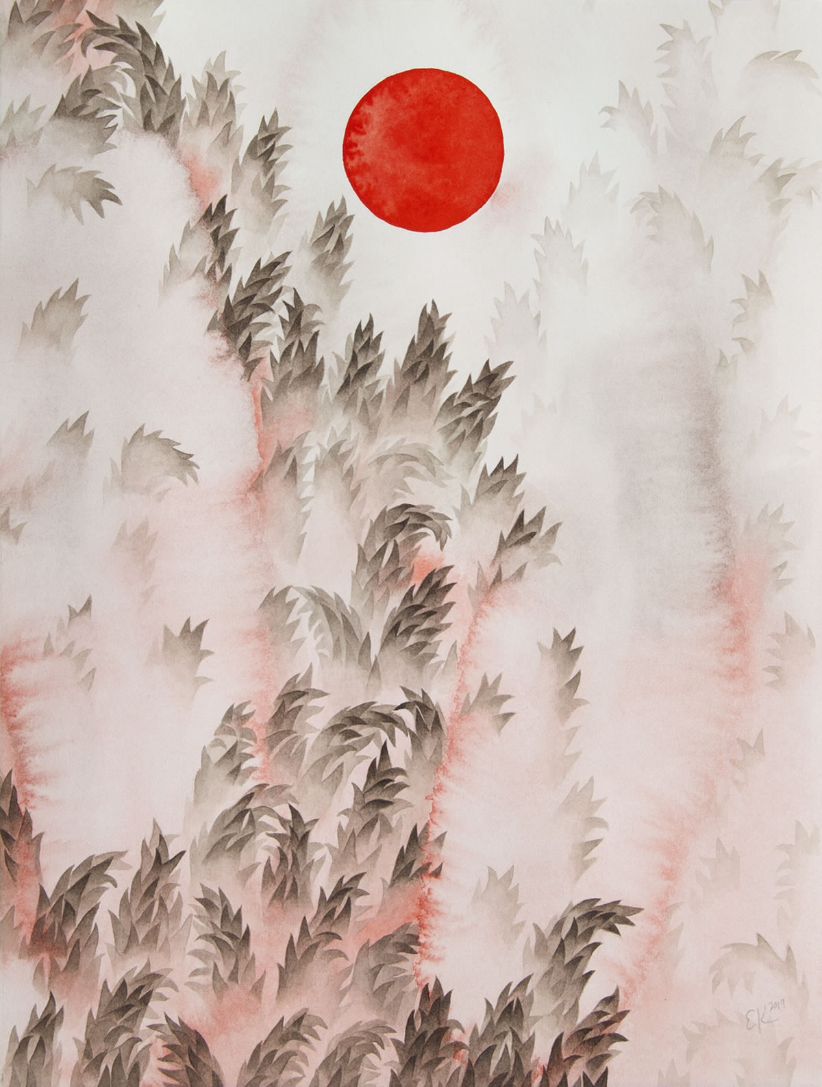 Trees with Sun (After Trees with Moon), 2019 by Erin Kendig