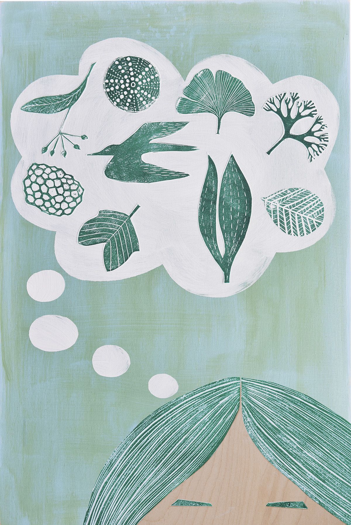 I never saw it until you named it by Alison Milner (painting with linoprint collage) www.alisonmilner.com