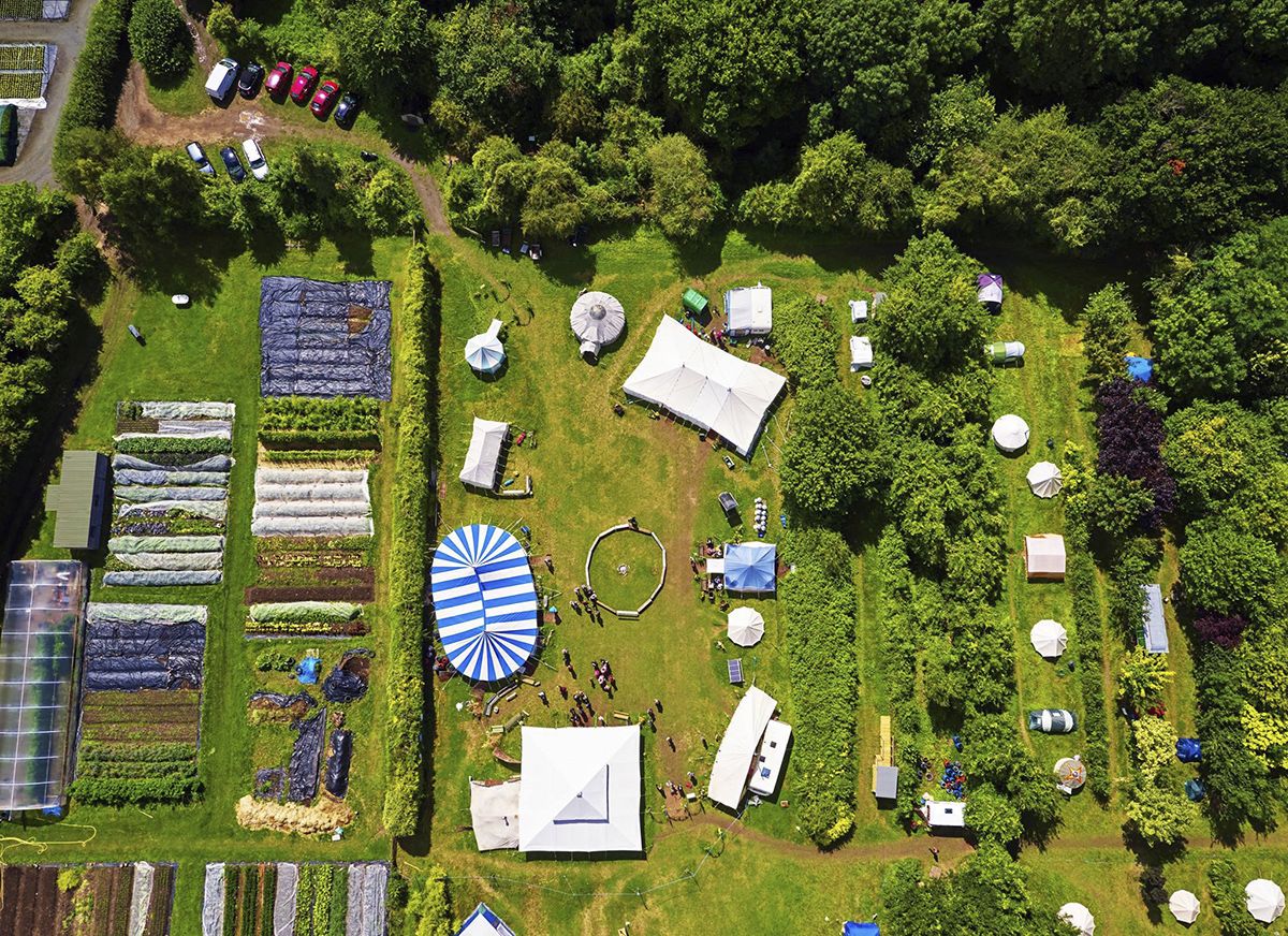 Aerial view of the camp courtesy of Green & Away. Photo by Nick Parsons