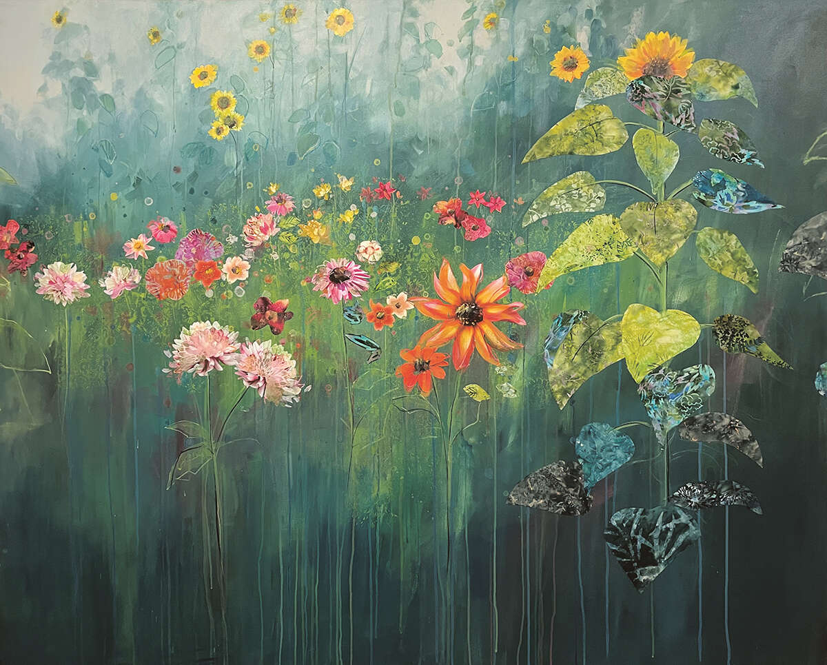 Dahlias and Sunflowers by Anna Perlin www.annaperlin.com, Instagram @anna_perlin_art
