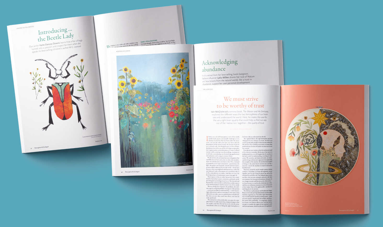 A selection of page spreads from issue 350